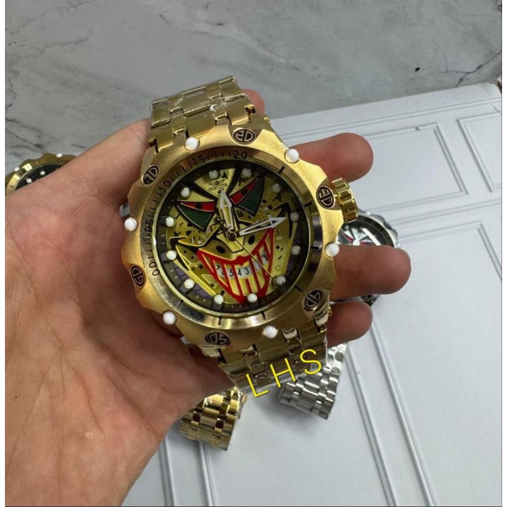 jam tangan sultan jam tangan pria besar/jumbo jam tangan invicta joker rantai stainless WIS