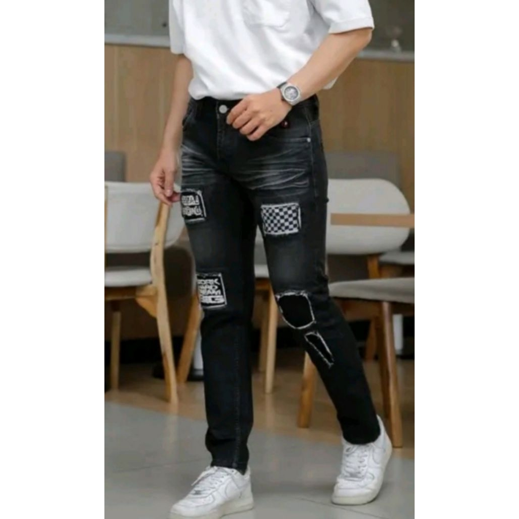 Celana Jeans Pria Rucas Denim Original Destroy Ripped | Celana Jeans Pria ripped