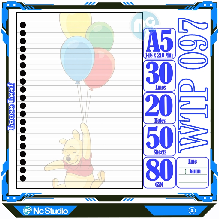 

Loose leaf Kertas binder A5 Isi 50 Lembar Polos karakter Winnie The Pooh Beruang Kuning icon lucu kartun autestic autestik Estetik Buku Refil isi ulang lucu warna warni bergambar garis Repil Vol-3