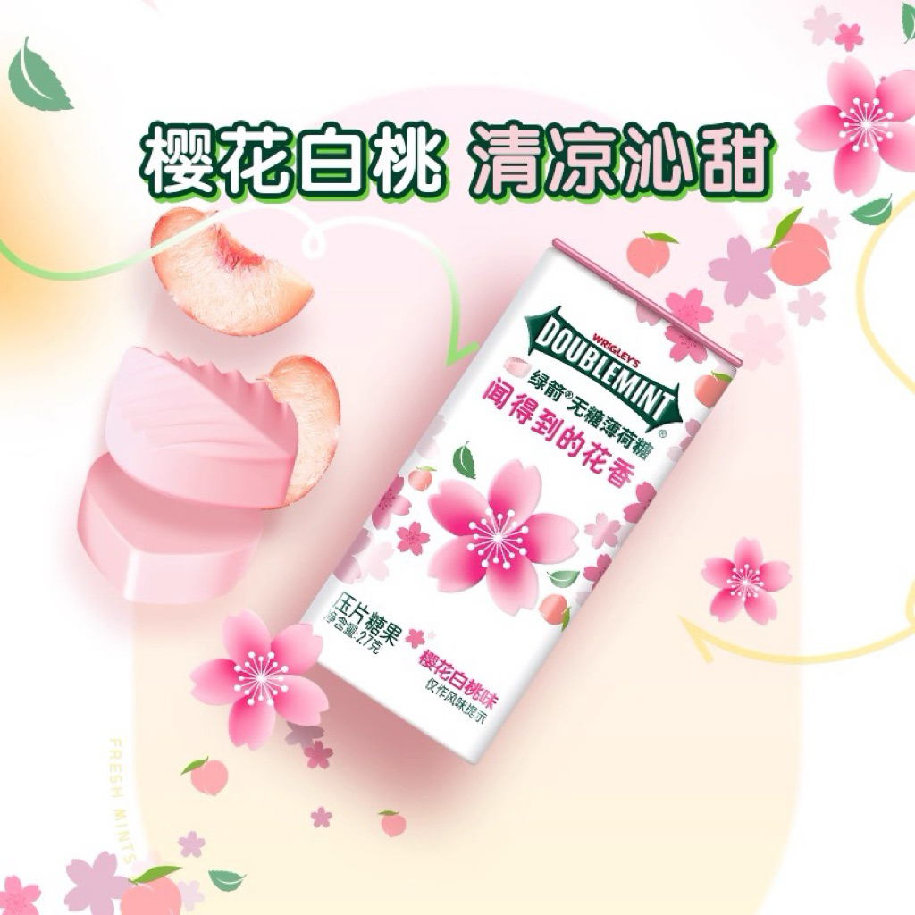 

DoubleMint Sakura Peach permen mint 0 sugar Low Calorie Import Sakura peach