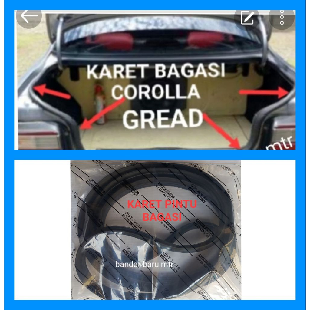 KARET BAGASI BELAKANG MOBIL COROLLA GREAD ORIGINAL