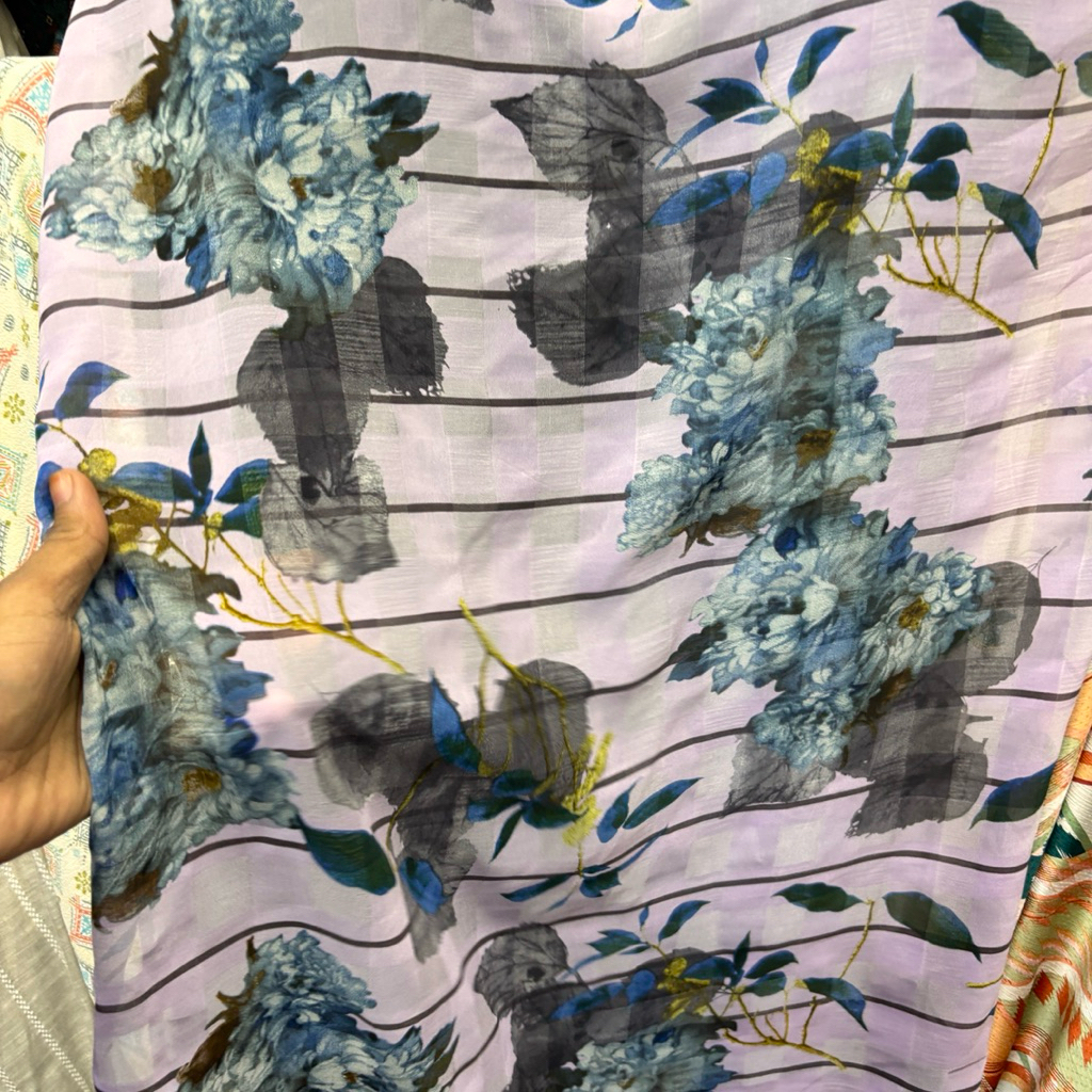 Kain Sifon Sutra Motif Bunga Garis – Kain Adem & Jatuh, Cocok untuk Gamis & Dress lq