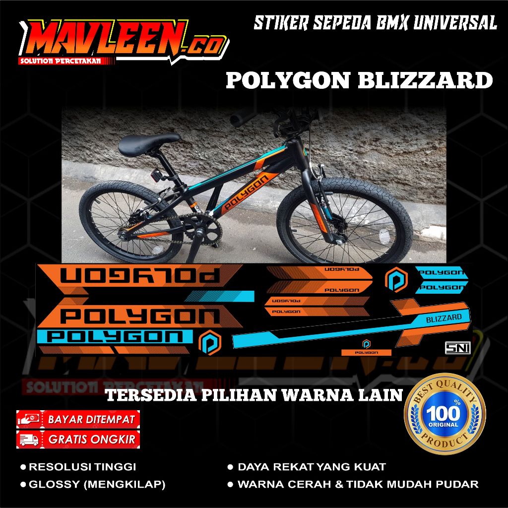 (COD) stiker striping sepeda polygon blizzard BMX 18 20 decal glossy lentur anti air