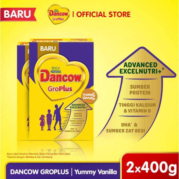 

2 Pcs Dancow GroPlus Susu Bubuk Vanila 400gr - Sumber Protein - Penambah Nafsu Makan Anak