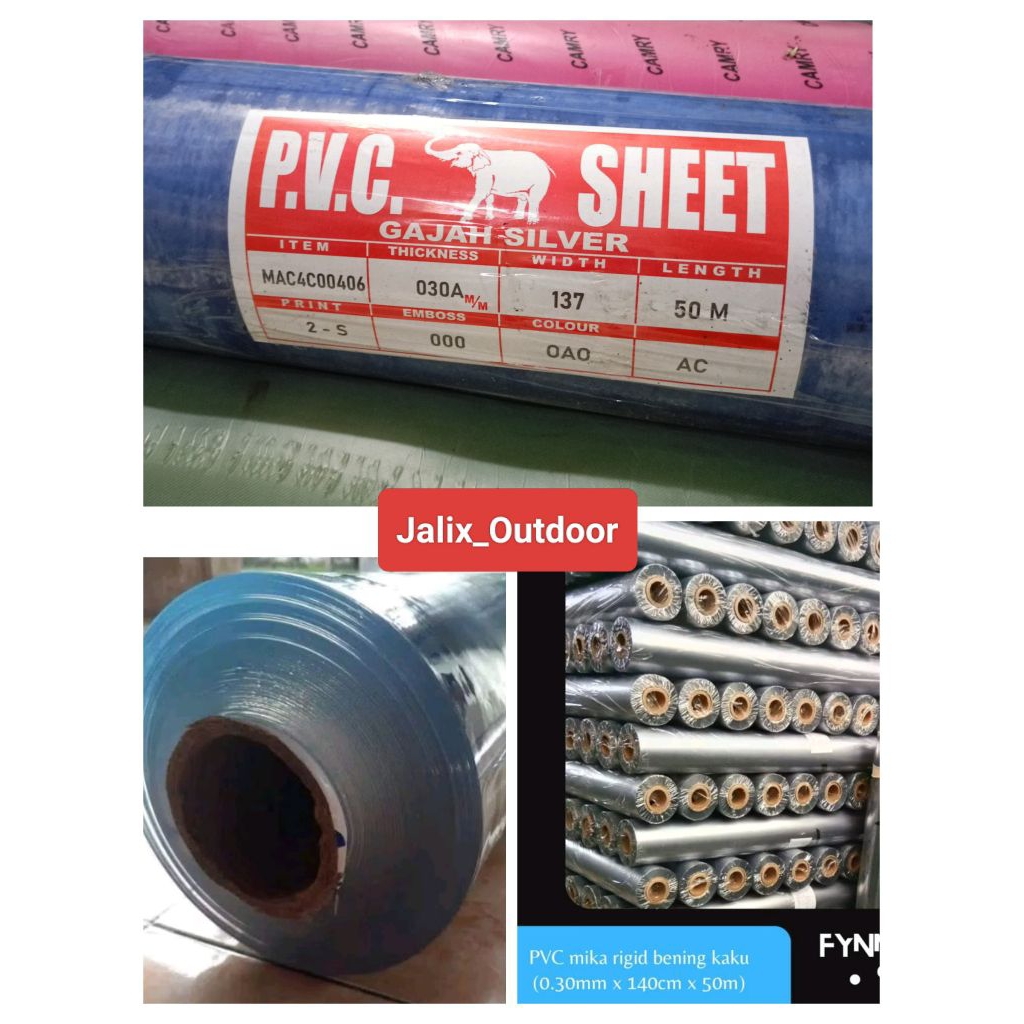 

plastik mika PVC 0,30,,harga per roll L137cm X P50meter,,mika transparan waterproof tebal