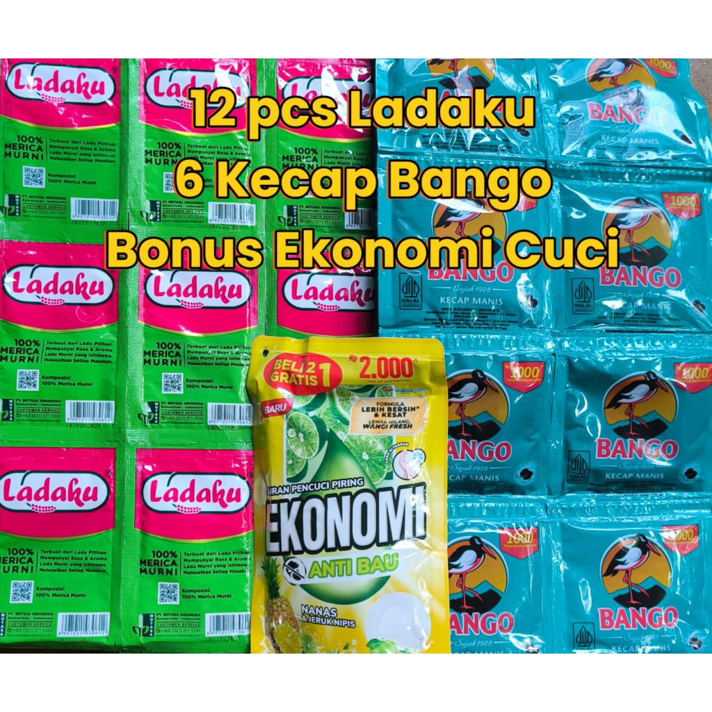 

PAKET BONUS 12 pcs Ladaku + 6 Pcs Kecap Bango + Bonus Ekonomi Cuci piring