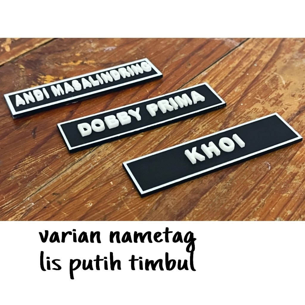 

Nametag - papan nama Timbul PREMIUM Lis putih