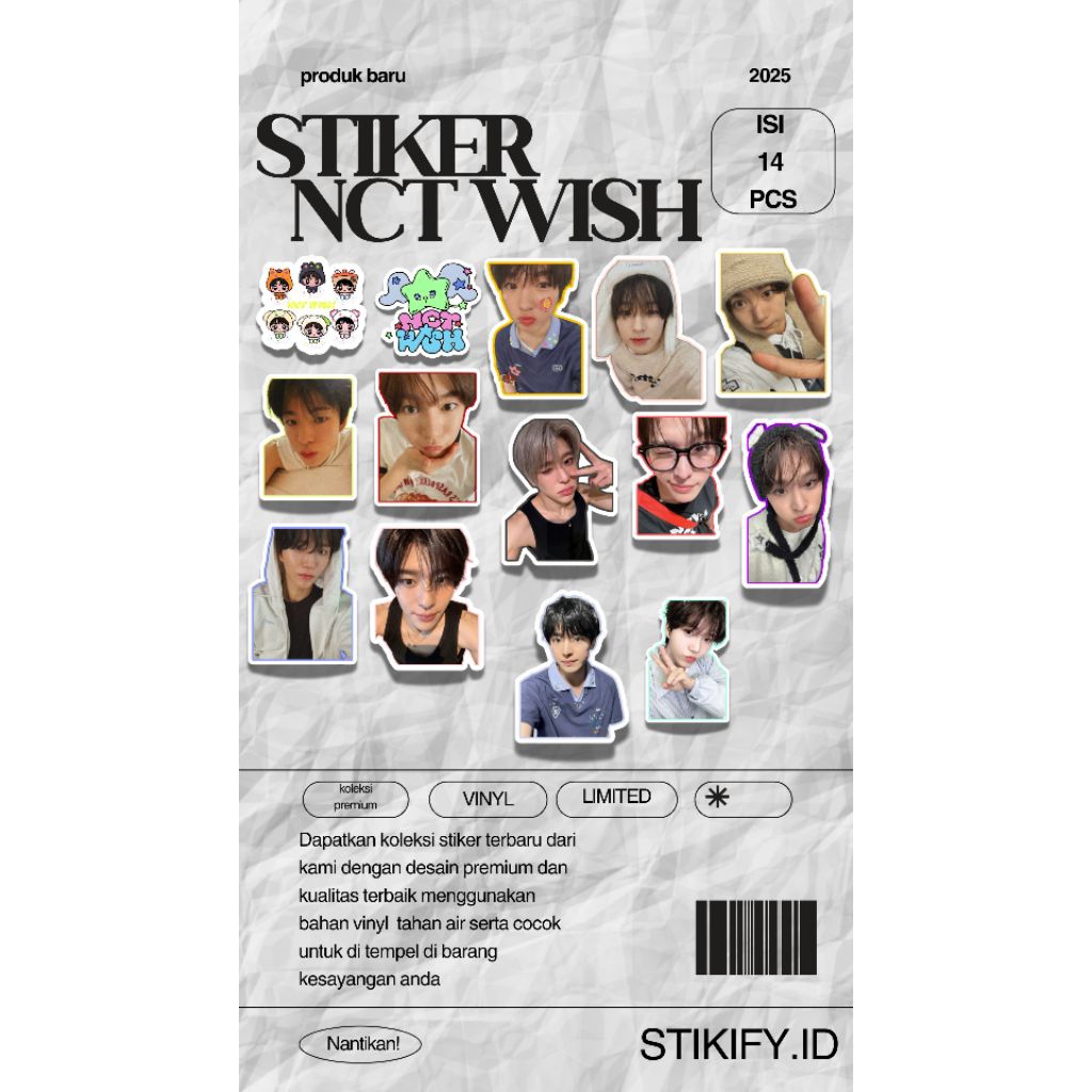 

Stiker NCT WISH K-Pop 14 PCS | Bahan Vinyl Tahan Air | Koleksi Idol Lucu Premium