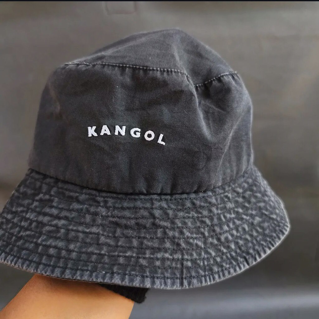 Kangol black stone wash bucket Hat  Size Large
