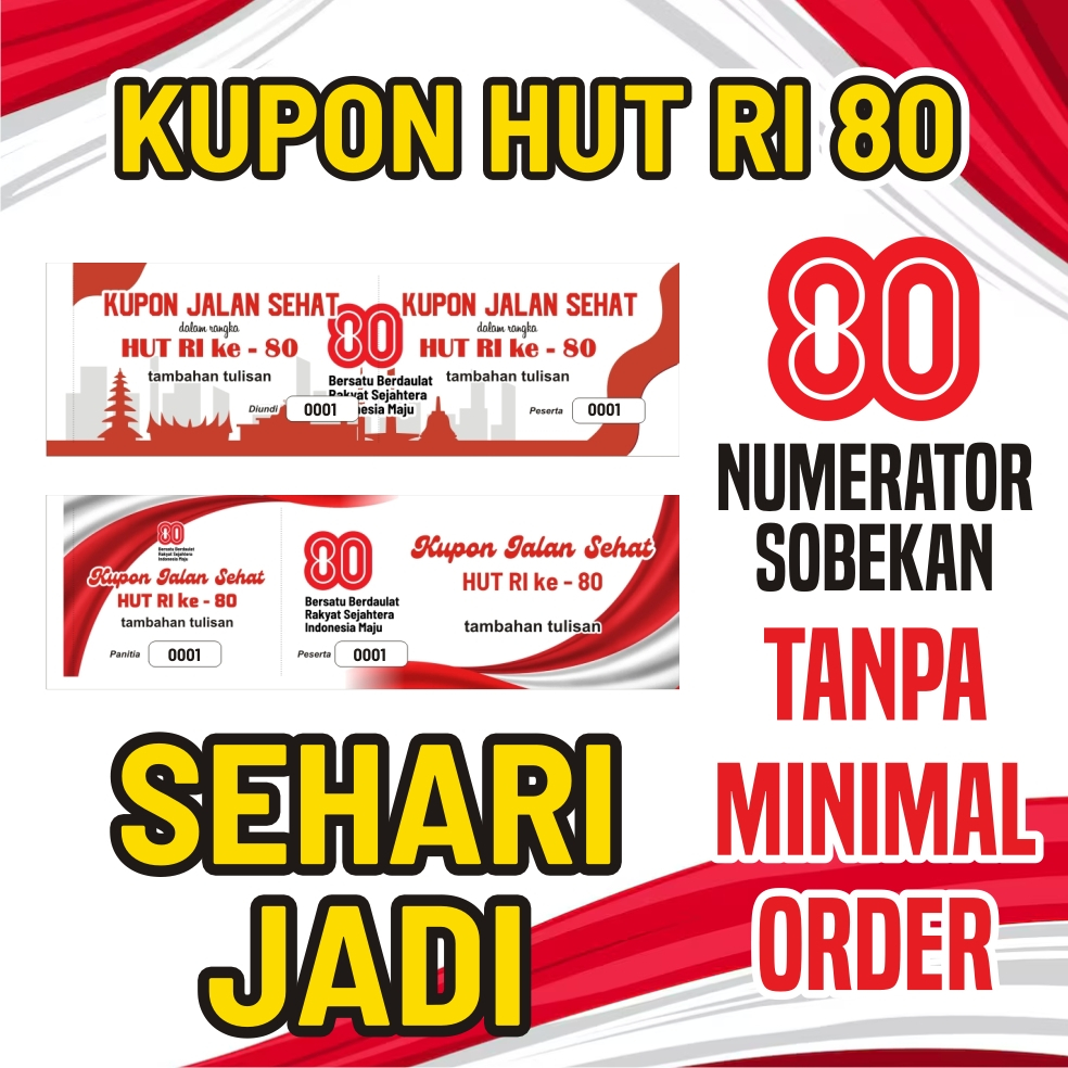 

( COD ) Cetak Kupon Mini Undian Jalan Sehat Karcis Tiket Numerator Request uk. 16x6.5cm