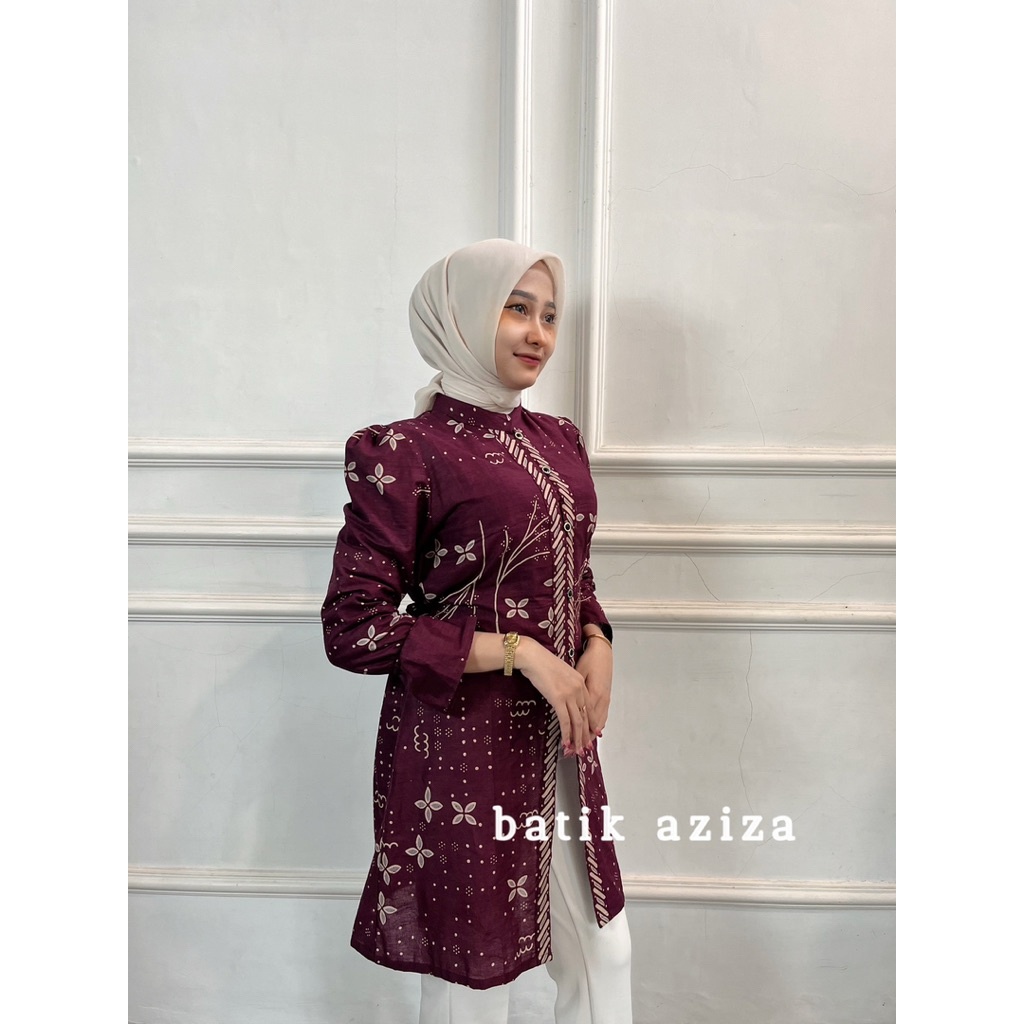 Unik Tunik Batik Modern Wanita Kancing Depan Tunik Kusuma Ayu By Batik Aziza