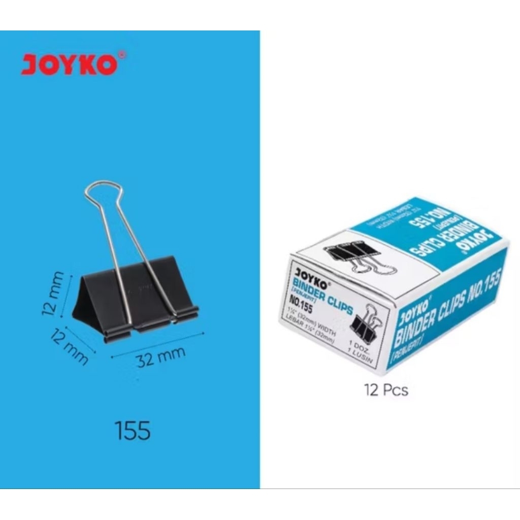 

Binder Clips Penjepit Joyko no.155 (1dus:12 pc)