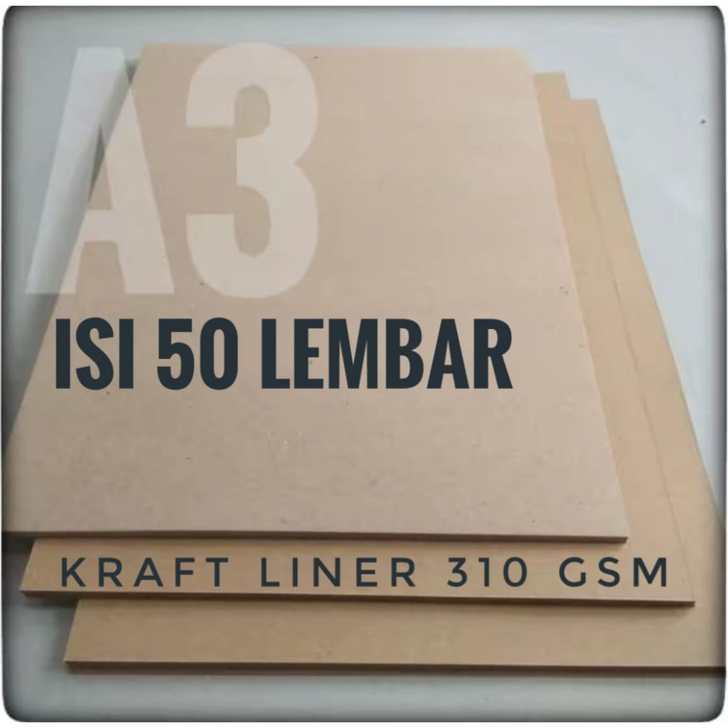 

1 Pack Kertas Samson / Kertas Coklat / Kertas Kraft Liner 310 gsm Ukuran A3 29,7 cm x 42 cm ( isi 50 lembar )