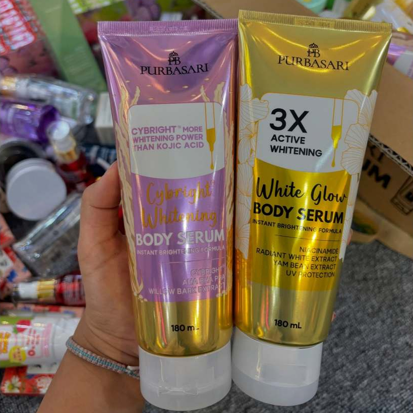 [PAKET HEMAT 2 PCS] PURBASARI 3X WHITE GLOW BODY SERUM + PURBASARI CYBRIGHT WHITENING BODY SERUM