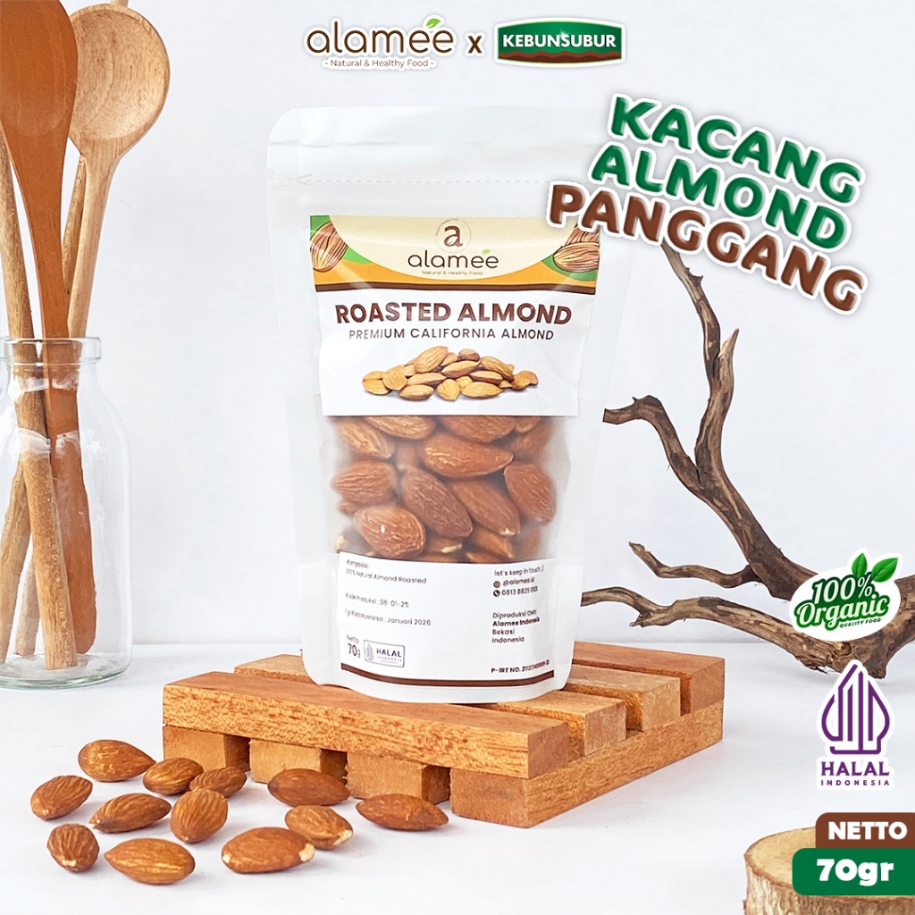 

ALAMEE Kacang Almond Panggang California Grade A Roasted Almon 70g kebunsubur