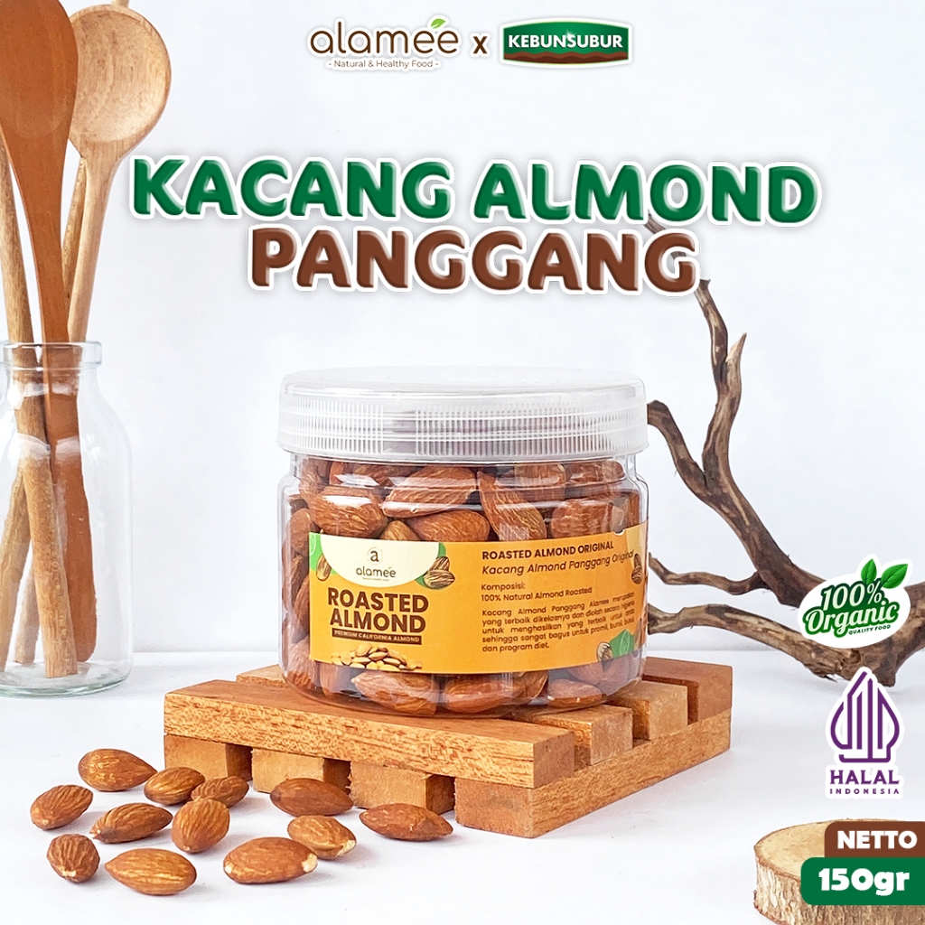 

ALAMEE Roasted Almond Kacang Almon Panggang Grade A California Organik 150 Gram kebunsubur
