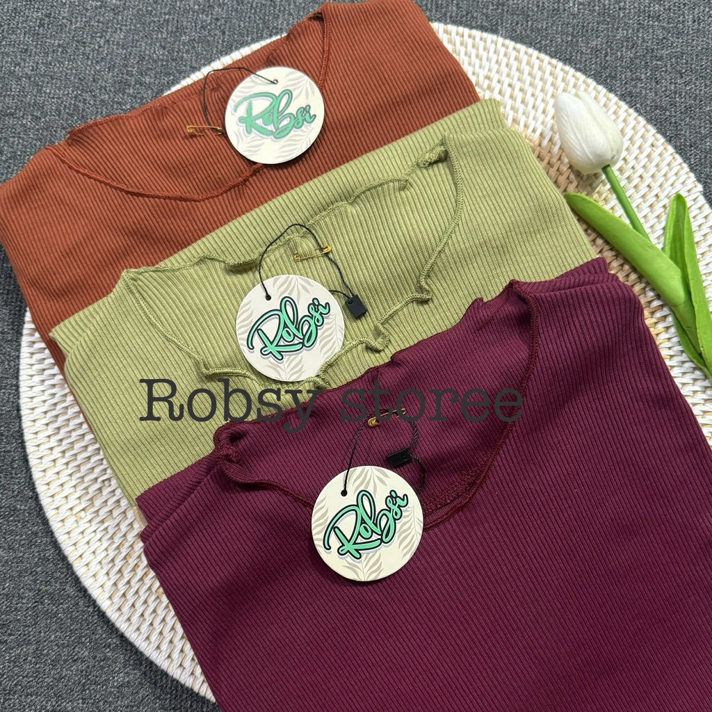 Kaos Rib Premium Lengan Pendek / Atasan Lengan Pendek