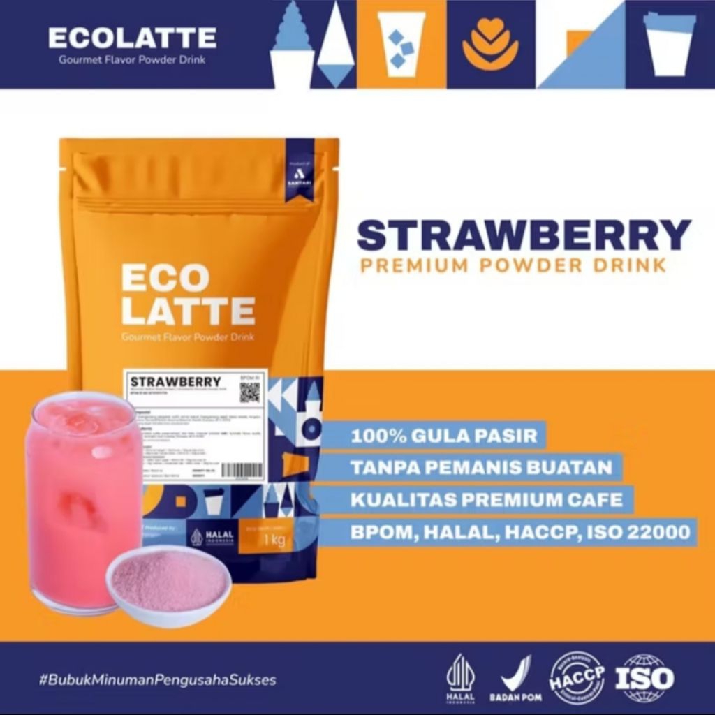 

ECOLATTE STRAWBERRY PREMIUM - Powder Drink 1kg