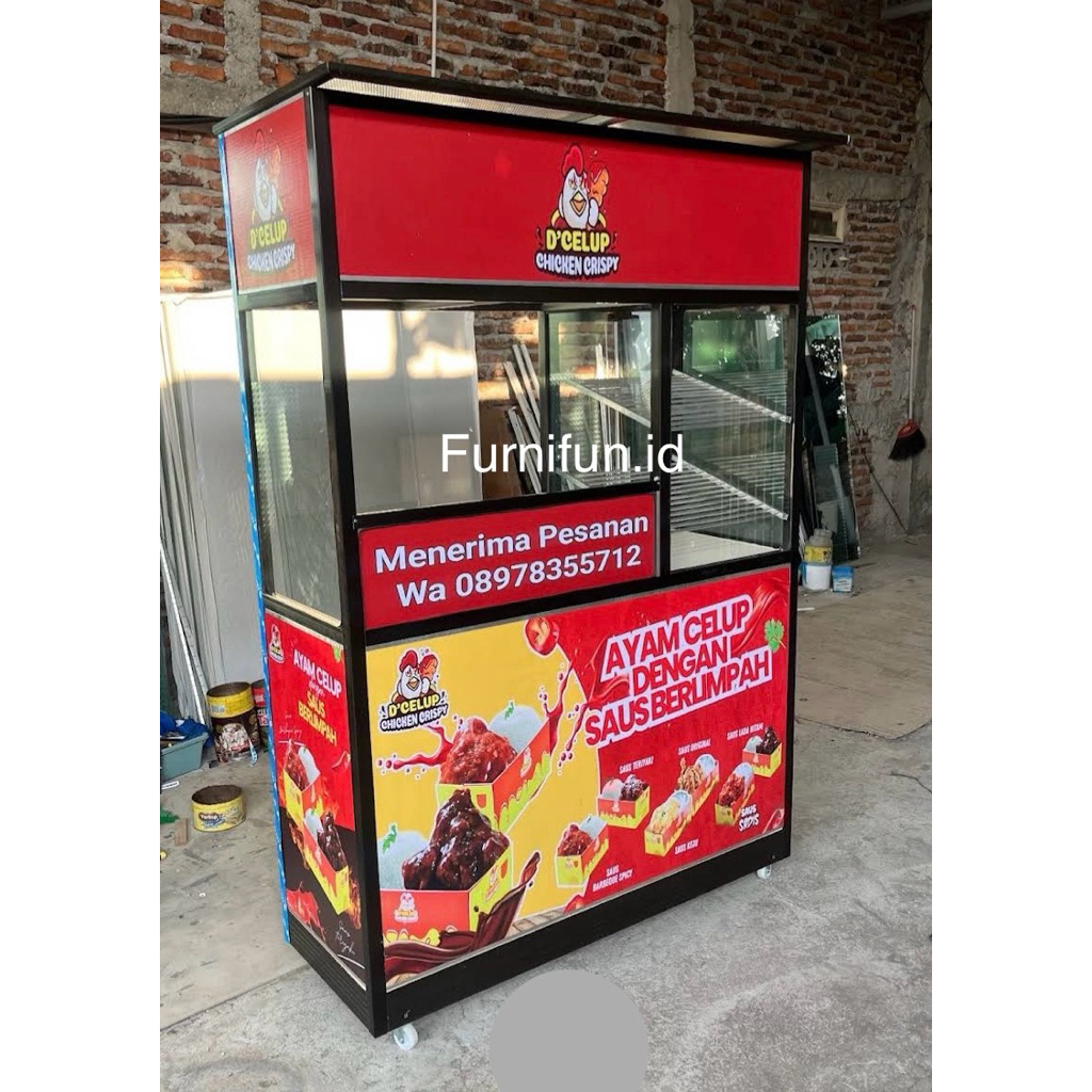 Gerobak Fried chicken / Gerobak Ayam Geprek / Gerobak Aluminium