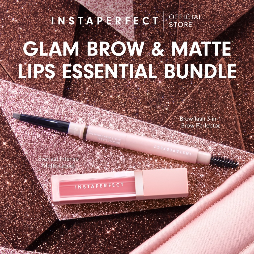 Instaperfect Glam Brow & Matte Lips Essentials Bundle (Browflash 3-in-1 Brow Perfector + Everlast In