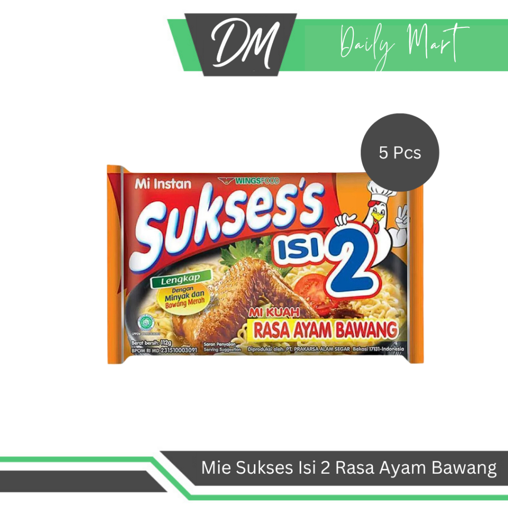 

Mie Sukses Isi 2 Rasa Ayam Bawang (Harga Per 5 Pcs) - Mie Instan Enak Murah Besar