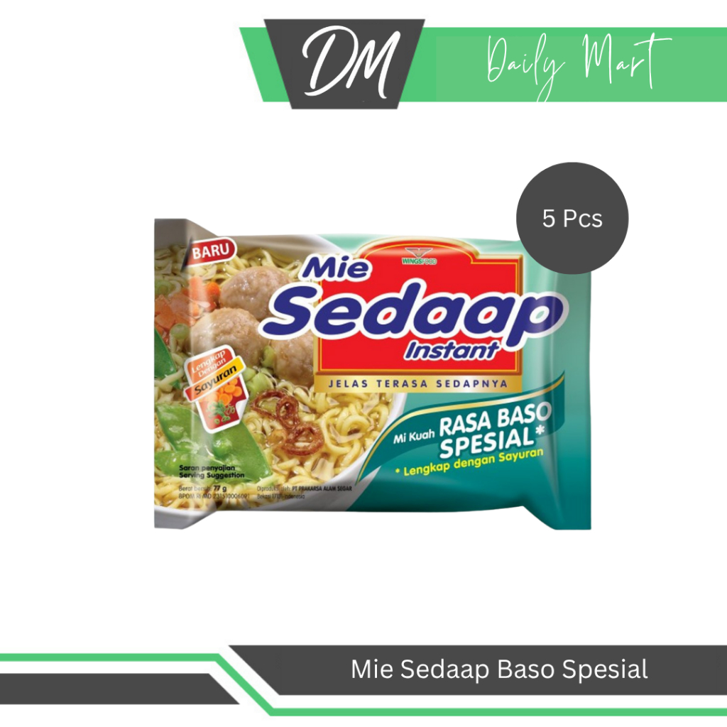 

Mie Sedaap Baso Special (Harga Per 5 Pcs) - Mie Instan Enak Murah