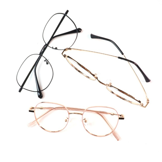 GOMAX - ALORA FRAME - Kacamata Metal, Kacamata Bulat, Pria Wanita, Minus Silinder, Antiradiasi