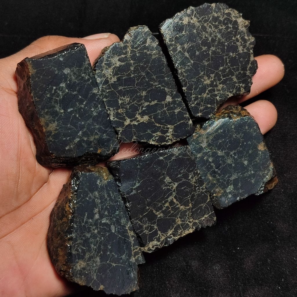 bahan batu badar besi semeru bermotif serat emas asli natural / batu badar besi semeru / bongkahan b