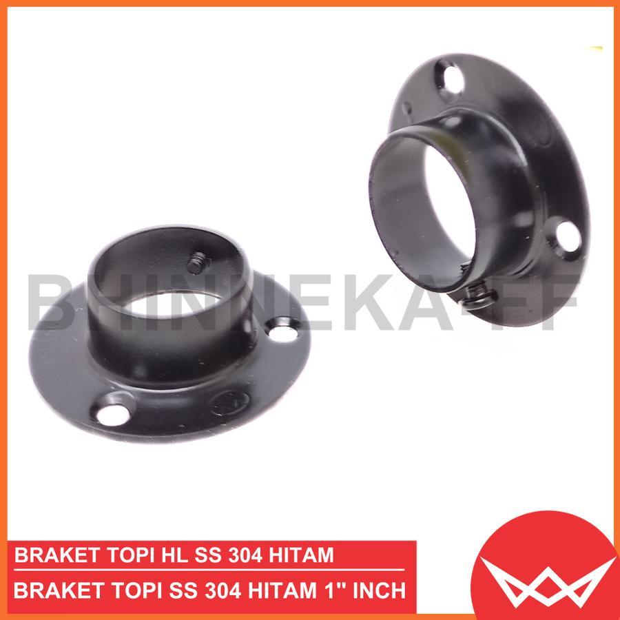 Bracket Topi Pipa 1" HL SUS 304 HITAM / Braket Pipa Gantungan Baju Bracket Topi Stainless SUS 304 HA