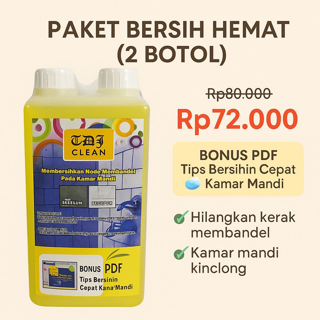 Bundling TDJ Clean 1 Liter Pembersih Kamar Mandi + Kuas + Sarung Tangan – Hilangkan Noda & Kerak