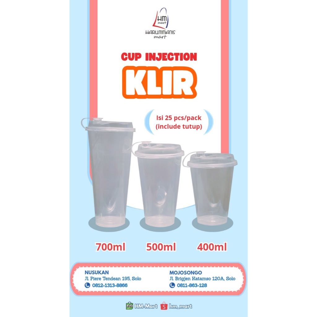 Cup Injection 400ml+Tutup / 14 OZ / Cup Reuseable Injection