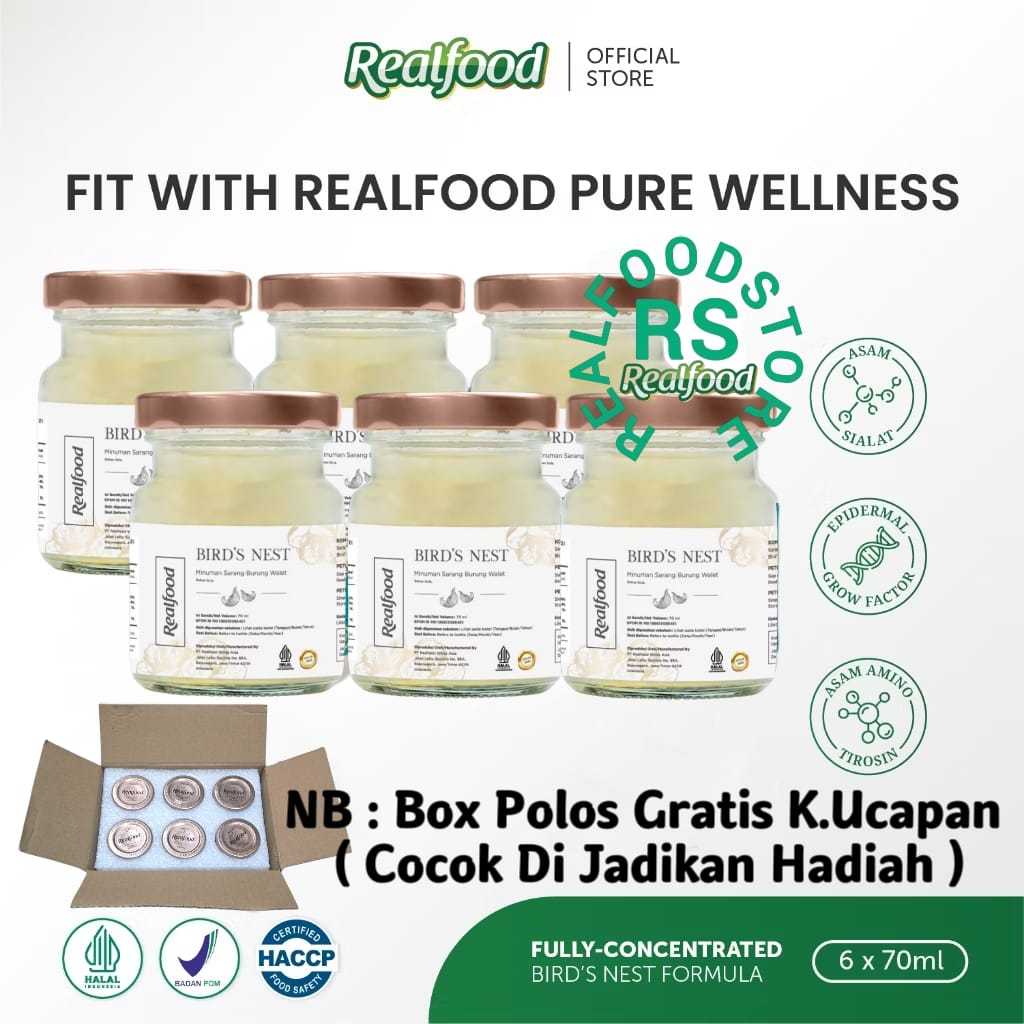 

Realfood Pure Wellness 6 Botol Box Polos ( Minuman Sarang Burung Walet ) RS