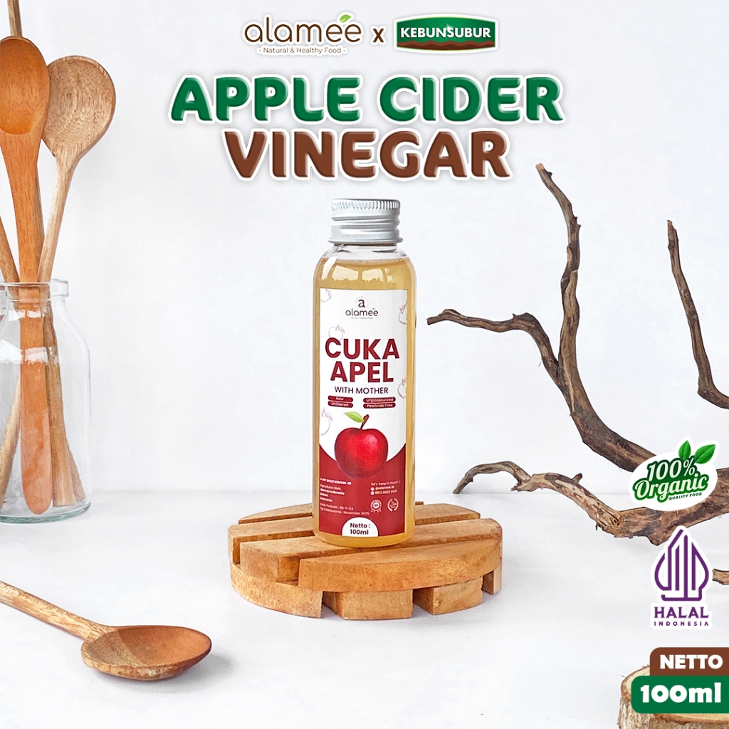

ALAMEE Cuka Apel Original Organik Apple Cider Vinegar With Mother Sari Buah 100ml Kebunsubur