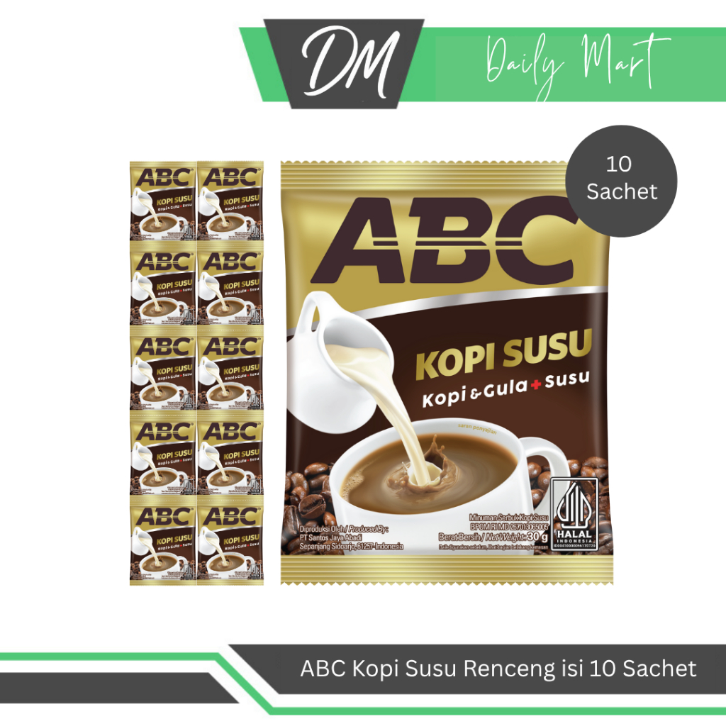 

ABC Kopi Susu Renceng Isi 10 Sachet Gratis 1 Sachet - Kopi Susu Instan Premium Enak Murah