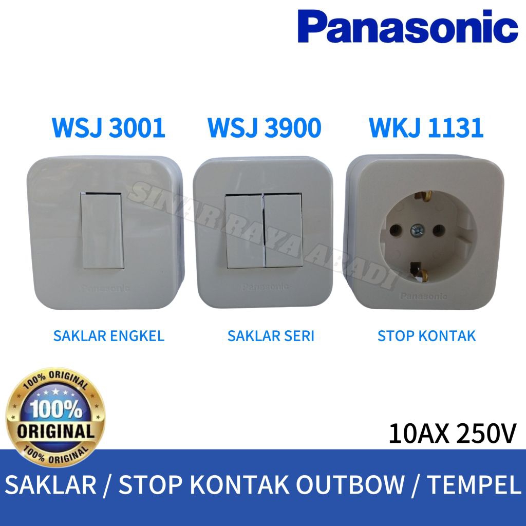 Panasonic OB Saklar Engkel - Seri - Stop Kontak - Saklar Tunggal Panasonic Outbow / Tempel Kayu , Te