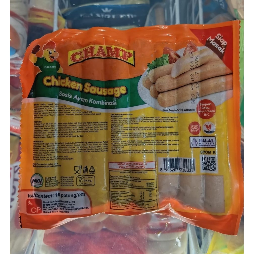 

CHAMP Chicken sausage (Sosis ayam kombinasi) 374gram