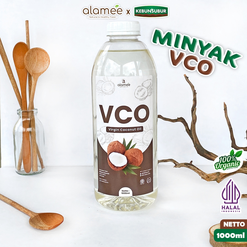 

ALAMEE Minyak Kelapa Extra Virgin Coconut Oil VCO Murni Dapat Diminum Organik Masak Minum 1 Liter Kebunsubur