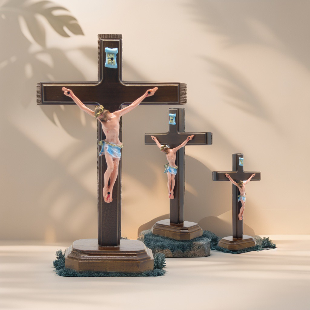 SALIB DUDUK KATOLIK 30 CM (KARUNIA) / SALIB MEJA KATOLIK / SALIP / SALIB DUDUK