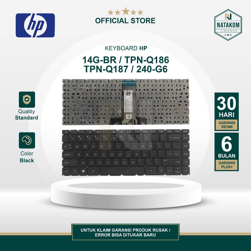 KEYBOARD HP 14G-BR TPN-Q186 TPN-Q187 240-G6 HITAM