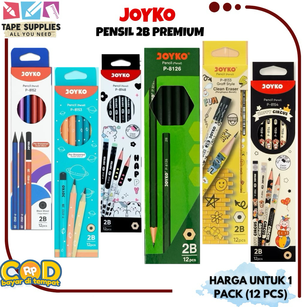 

(12 PCS) Pensil 2B VERSI PREMIUM JOYKO - Pencil Anak Sekolah Bagus