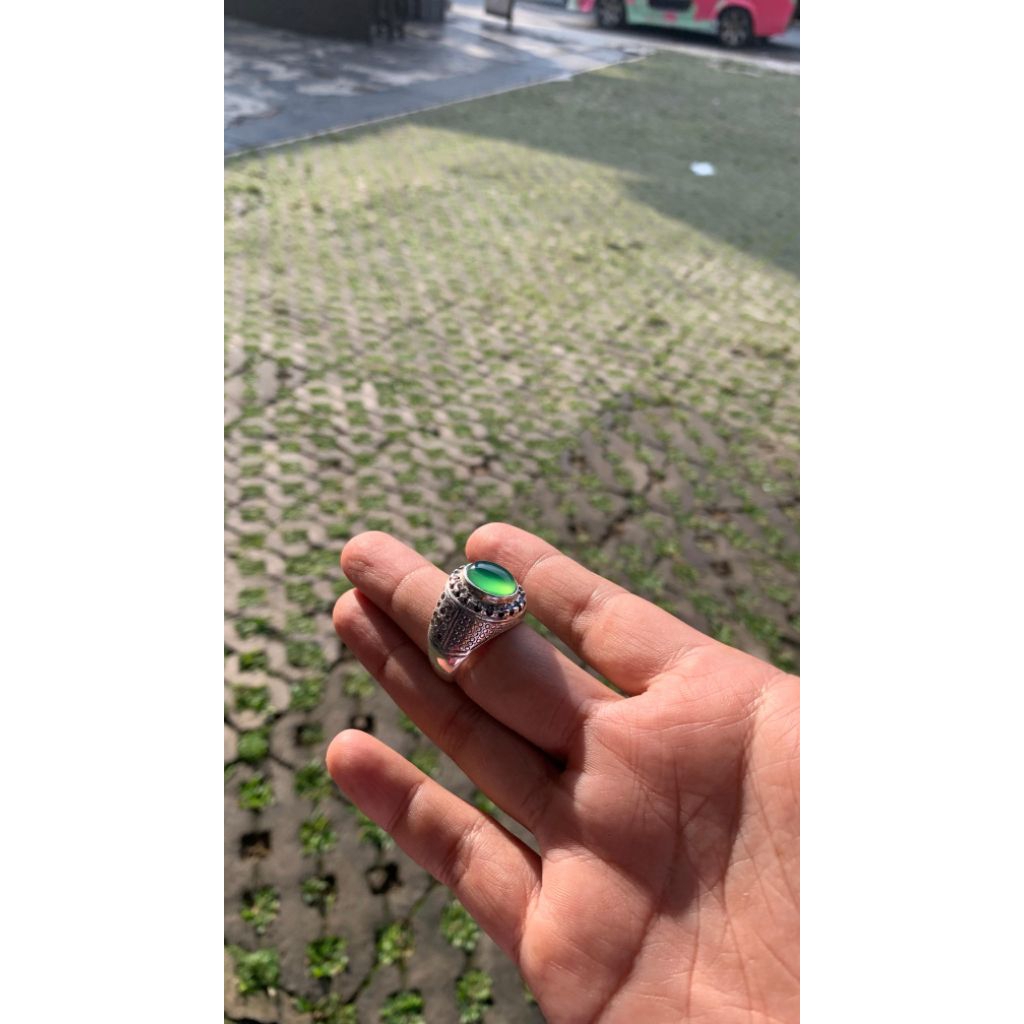 Bacan Gulau Cristal matrial coklat ring perak 15 gram tebal
