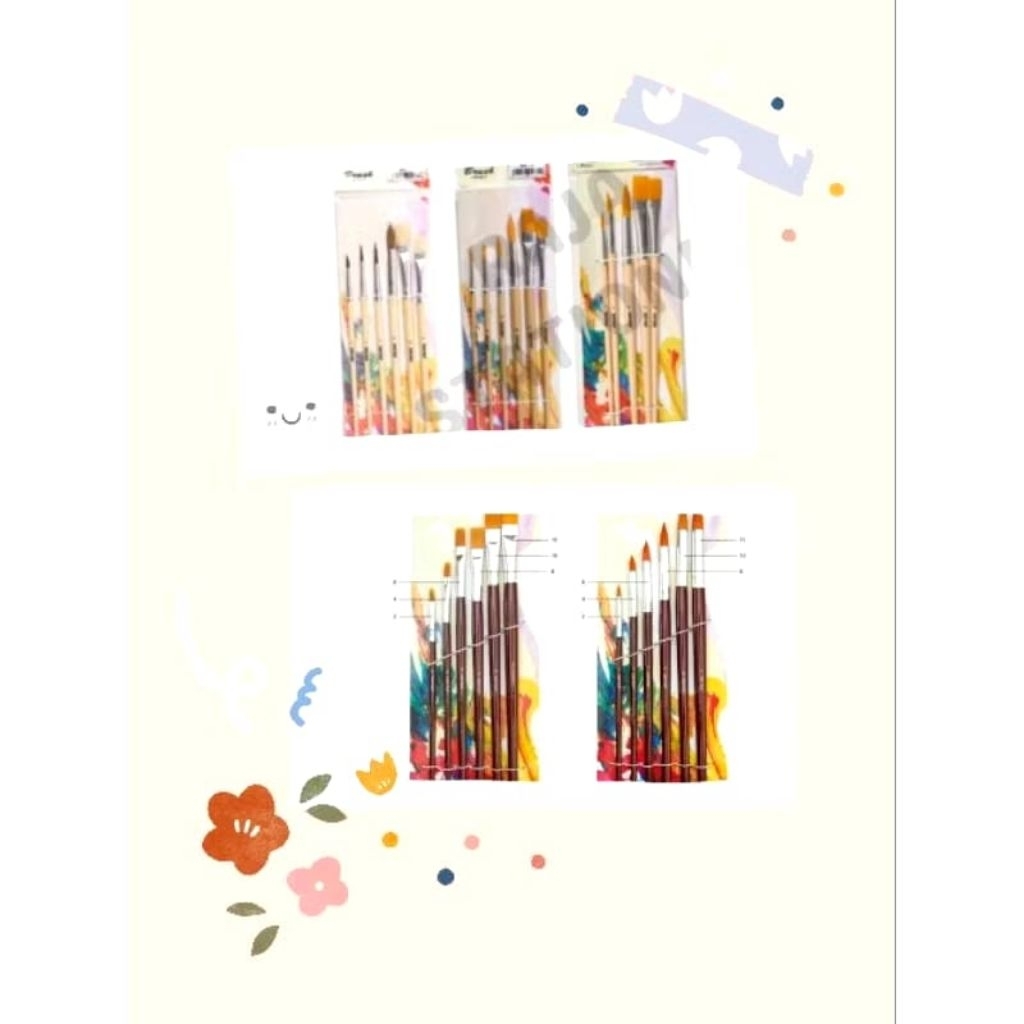 

JOYKO BR1 BR3 BR4 BR5 BR8 NYLON PAINT BRUSH SET KUAS LUKIS NILON