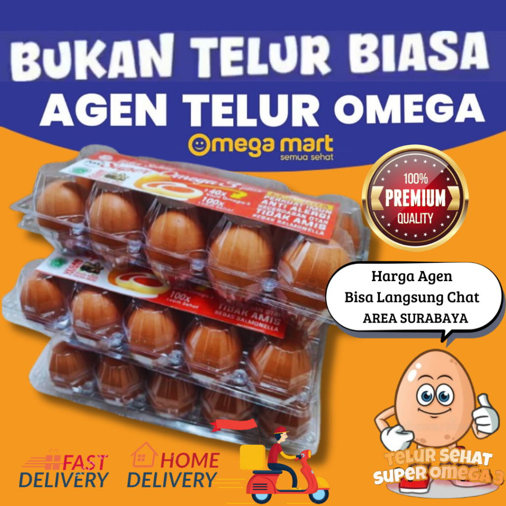 

HANYA PENGIRIMAN INSTANT SURABAYA || TELUR OMEGA 3 SUPER PREMIUM GRADE A EPA & DHA