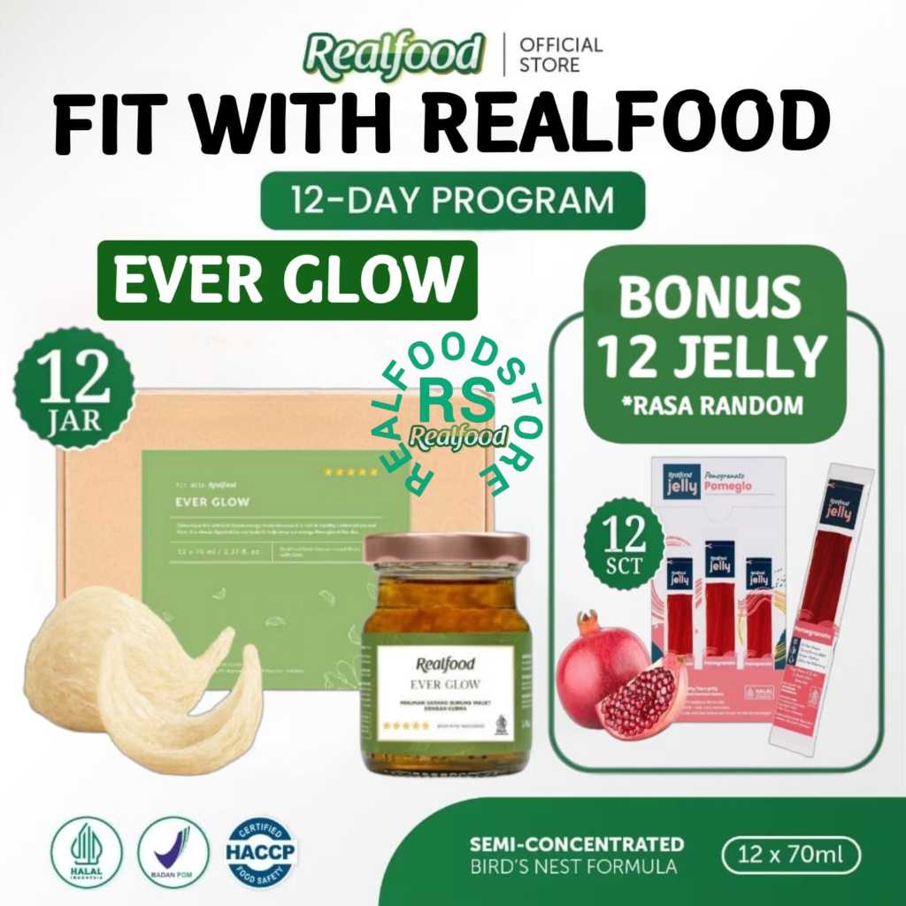 

Realfood Ever Glow Rasa Kurma 6 Botol & 12 Botol Bonus Jelly ( Minuman Sarang Burung Walet ) RS
