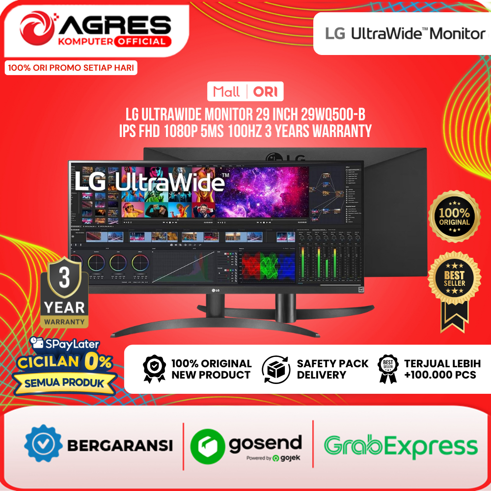 LG ULTRAWIDE MONITOR 29 INCH 29WQ500-B IPS FHD 1080P 5MS 100HZ 3Y