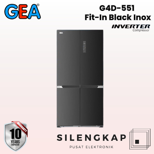 GEA Kulkas Multidoor 551L G4D-551 / G4D-551 Fit-In Black Inox - Total No Frost - Inverter