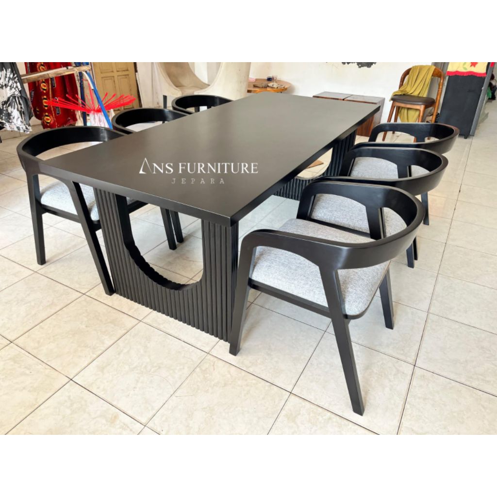 meja makan jati modern, meja makan jati minimalis