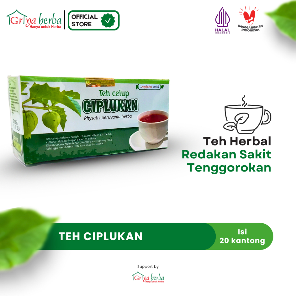 

Teh Herbal Ciplukan Griya Herba untuk meredakan sakit tenggorokan Halal