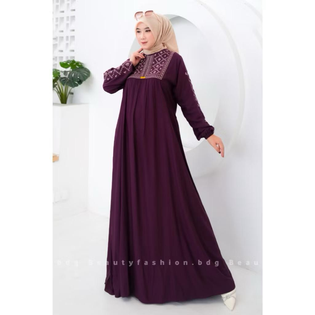 [Fashion Muslim] TERMURAH Gamis bordir KAYLA dress terbaru terpopuler