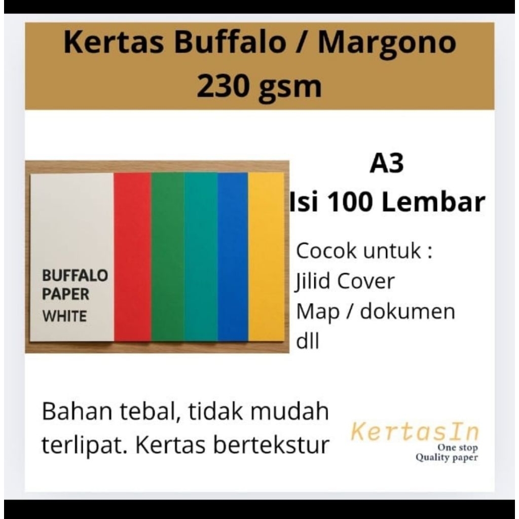

Kertas Buffalo 230 gsm A3 Isi 100 Lembar | Tebal Tekstur Serat – Cocok Untuk Sertifikat, Map, Cover, Undangan